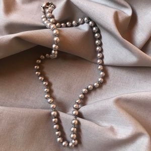 Knotted Grey Pearl Necklace